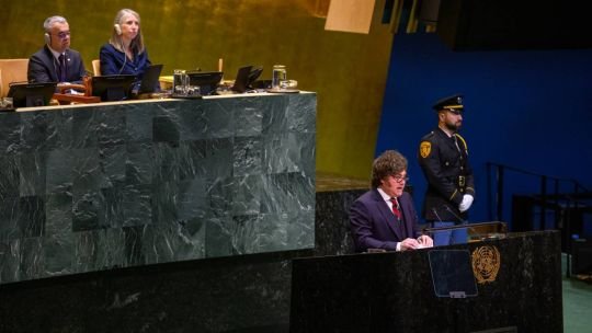 Presidente Javier Milei durante su discurso en la ONU