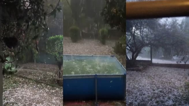 Cielo nublado y caída de granizo en Córdoba durante el temporal