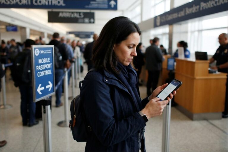 Pasaporte y tarjeta de embarque sobre una mesa, símbolo de viaje a Estados Unidos